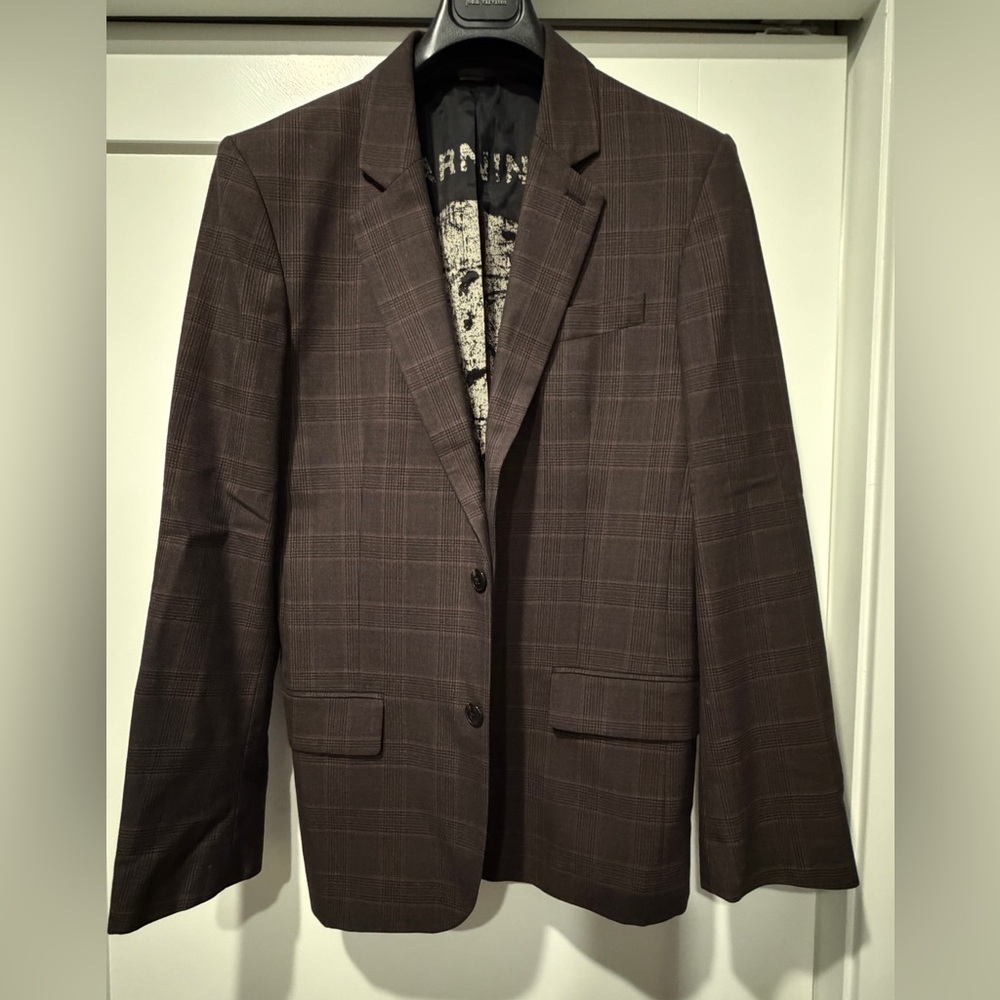 Juicy Couture Men's Dark Brown Plaid Blazer